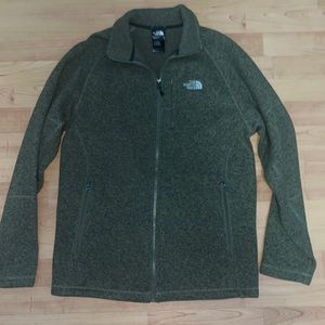 North face army green fleece jacket, size medium